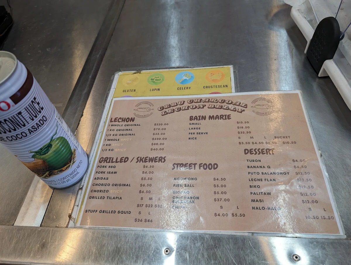 Menu, Cebu Charcoal Lechon Belly Main Branch Sunshine North Victoria