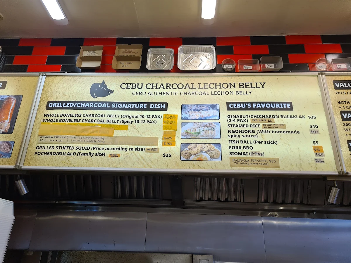 Menu, Cebu Charcoal Lechon Belly Main Branch Sunshine North Victoria