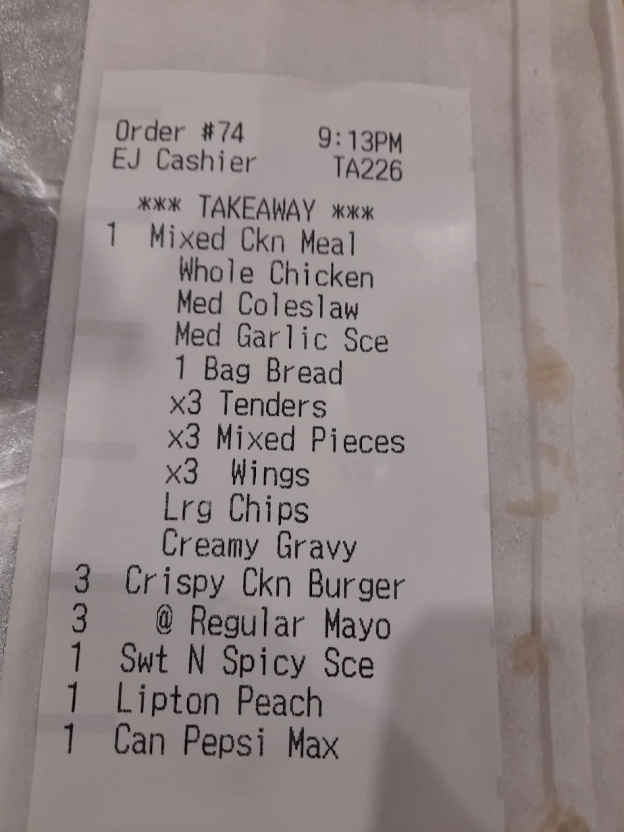 Menu, El Jannah Chicken Braybrook