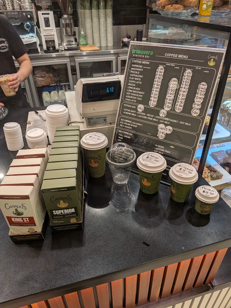 Menu, Primavera Espresso Bar