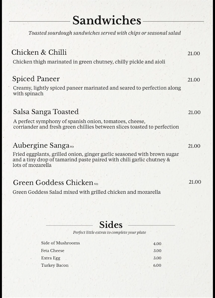 Menu, Tend Still Growing South Yarra