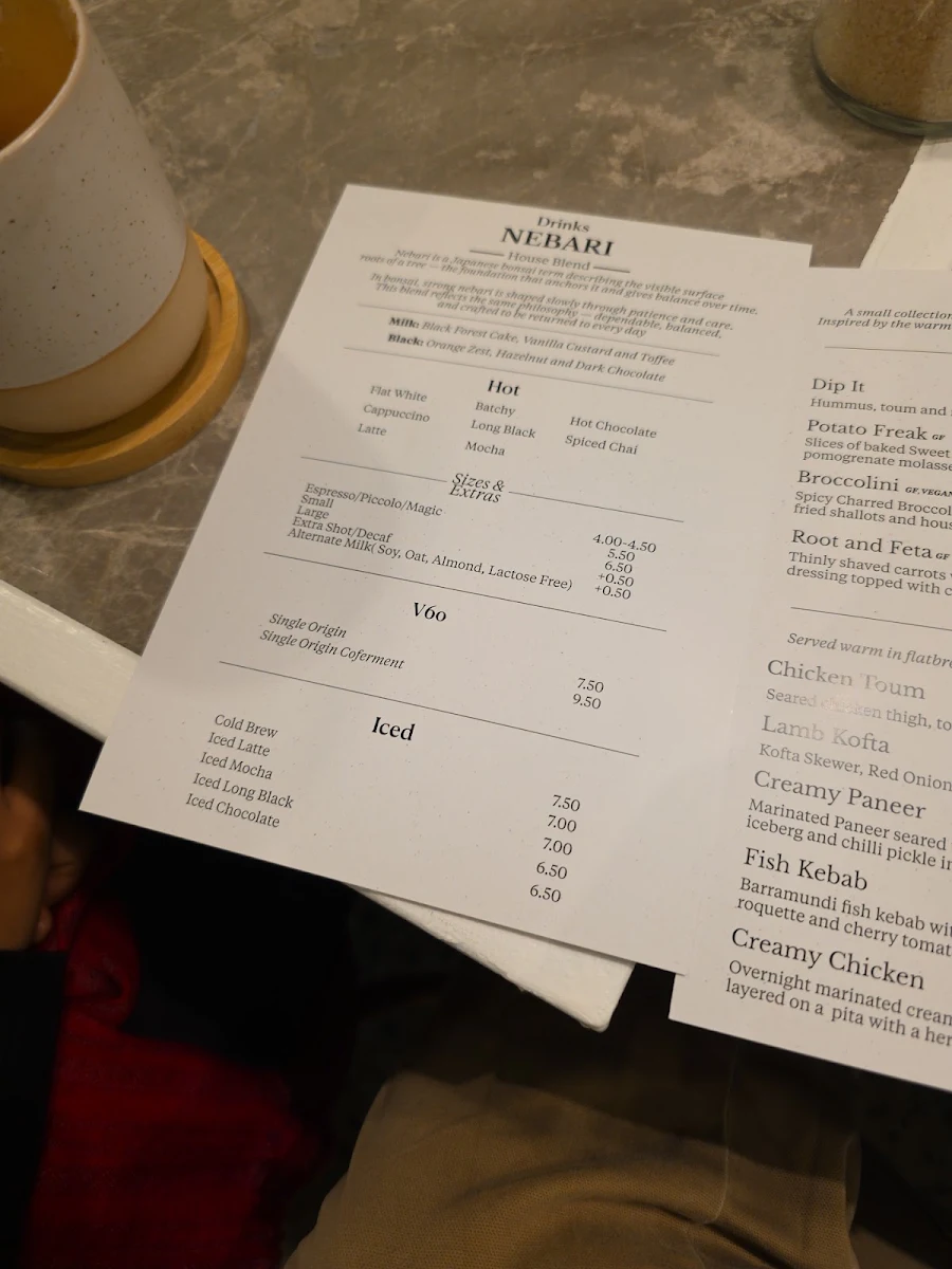 Menu, Tend Still Growing South Yarra