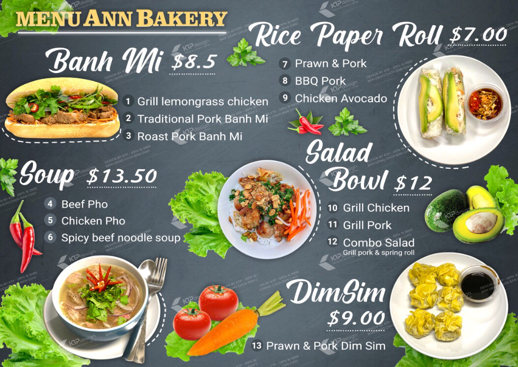 Menu, Ann Bakery & Coffee