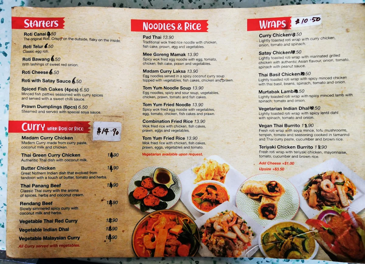 Menu, Madam Curry