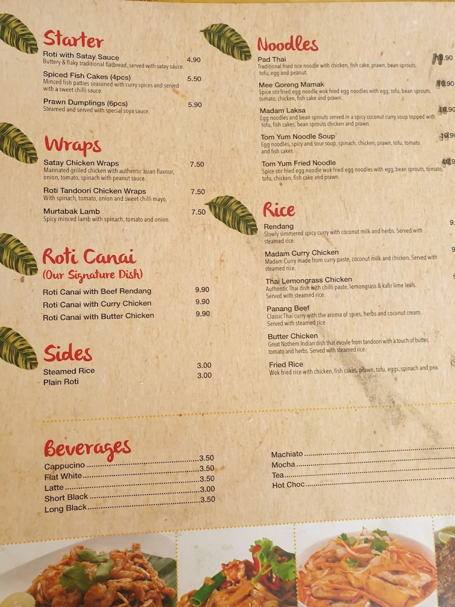 Menu, Madam Curry