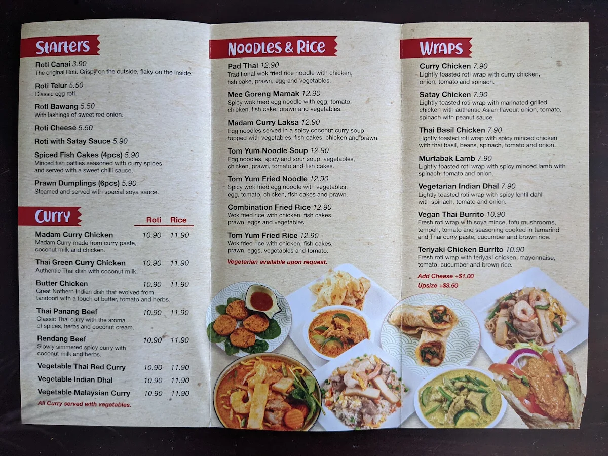 Menu, Madam Curry