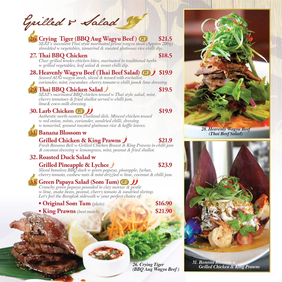Menu, The SEAT Restaurant