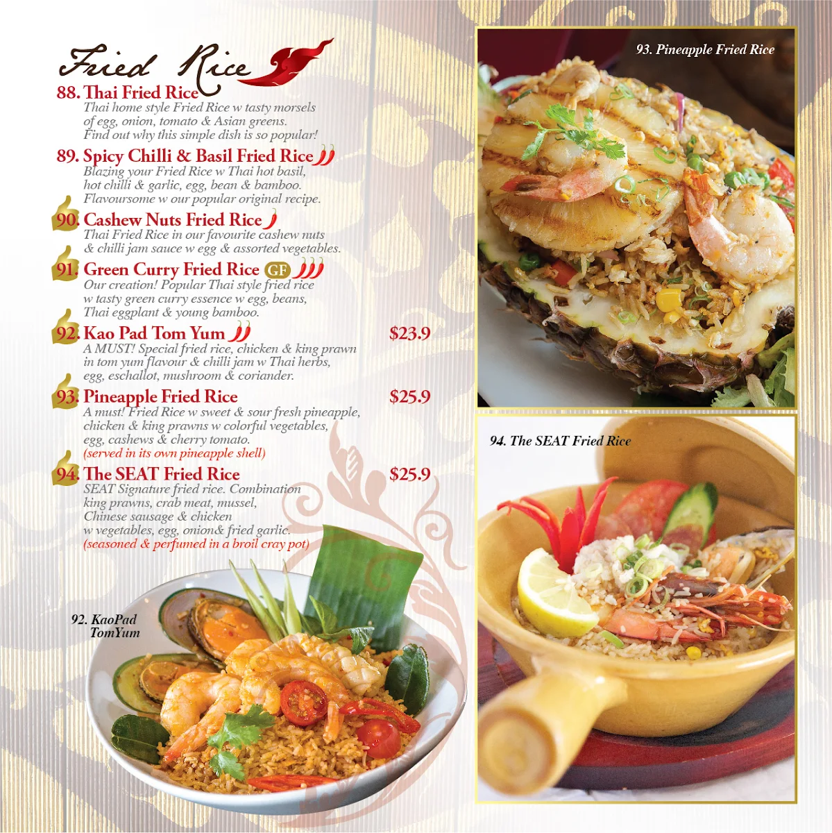 Menu, The SEAT Restaurant