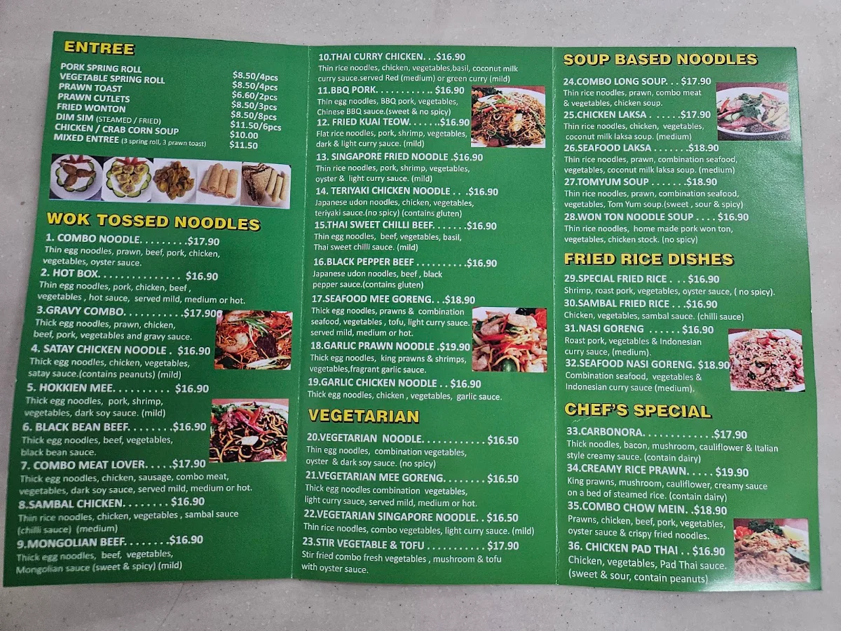 Menu, Bellygood Gympie