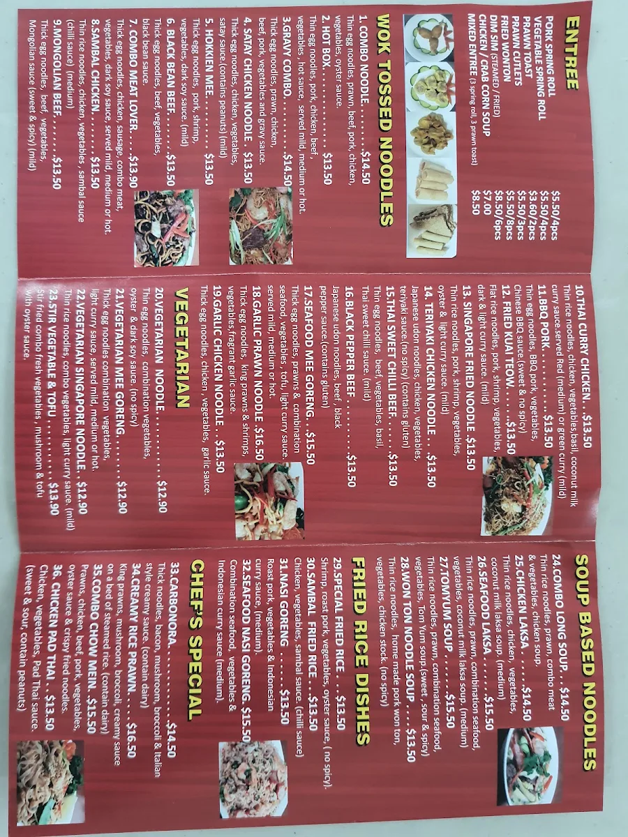 Menu, Bellygood Gympie
