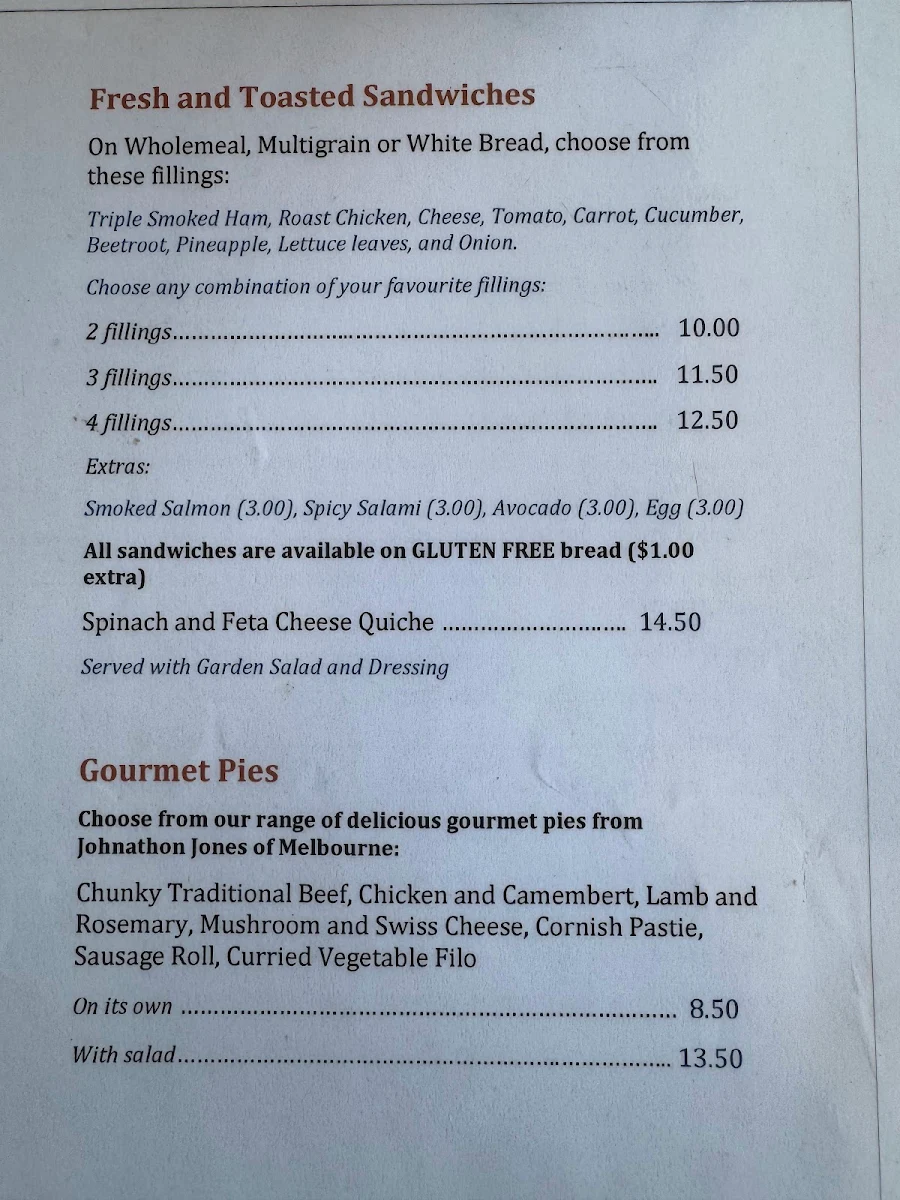 Menu, BLOODY GOOD COFFEE