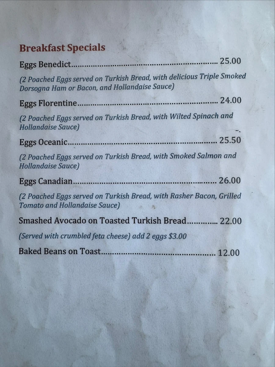 Menu, BLOODY GOOD COFFEE