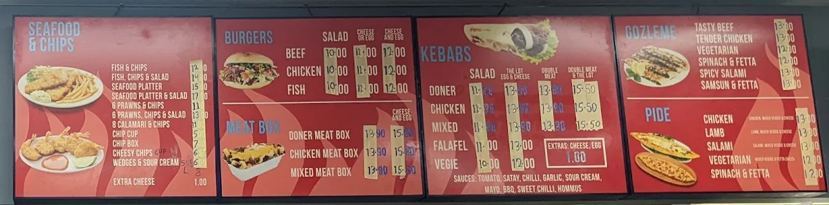 Menu, Kelmscott Kebabs