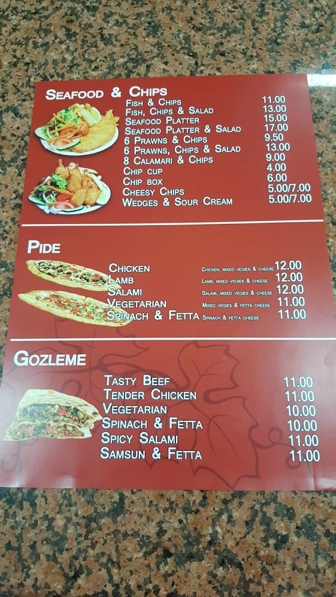 Menu, Kelmscott Kebabs