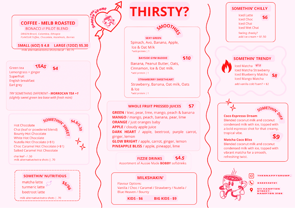 Menu, The Snappy Grump