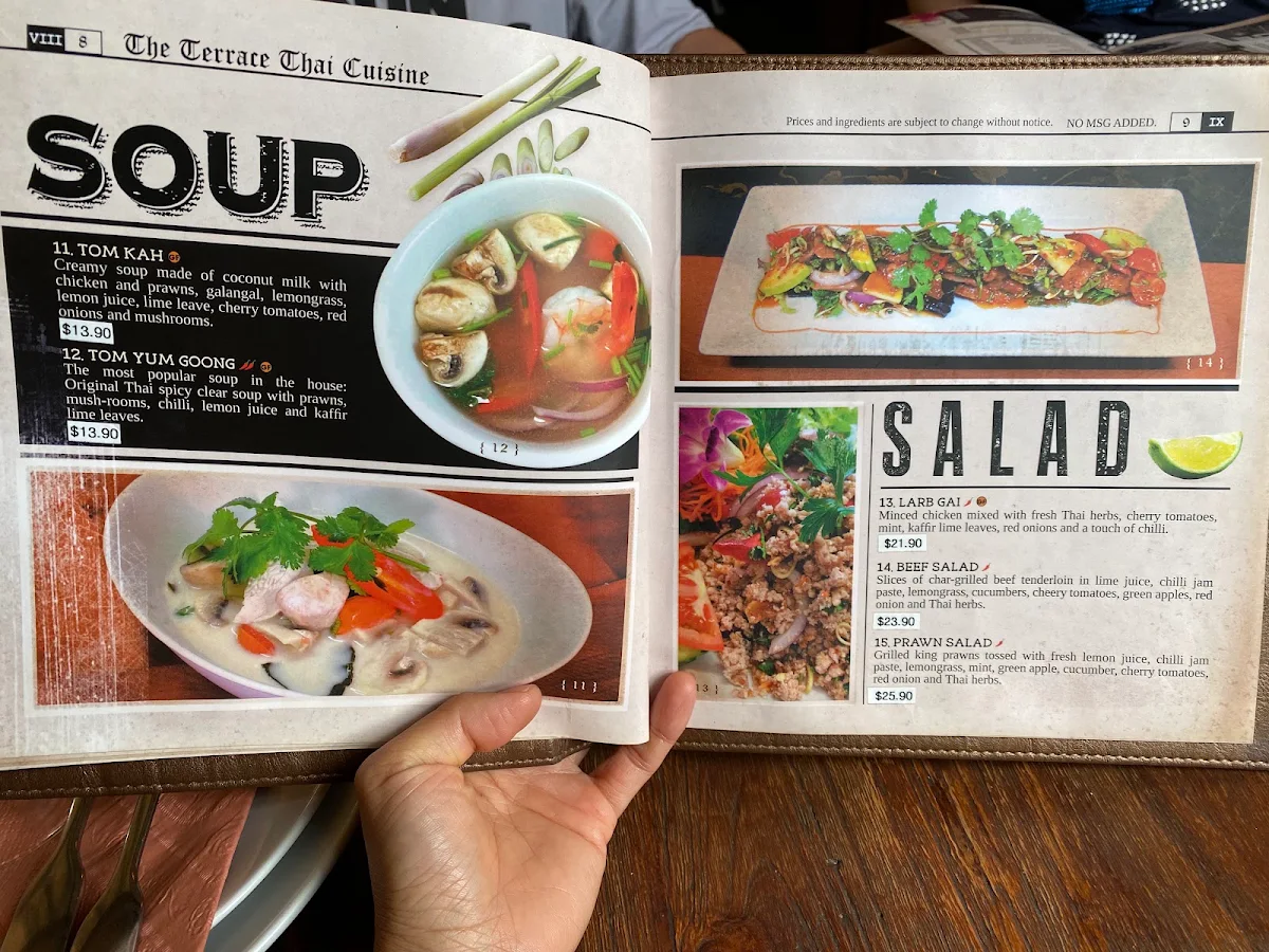 Menu, The Terrace Thai Bathurst