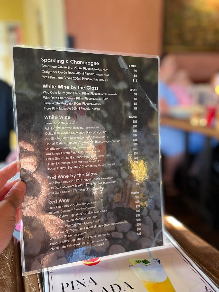 Menu, The Terrace Thai Bathurst