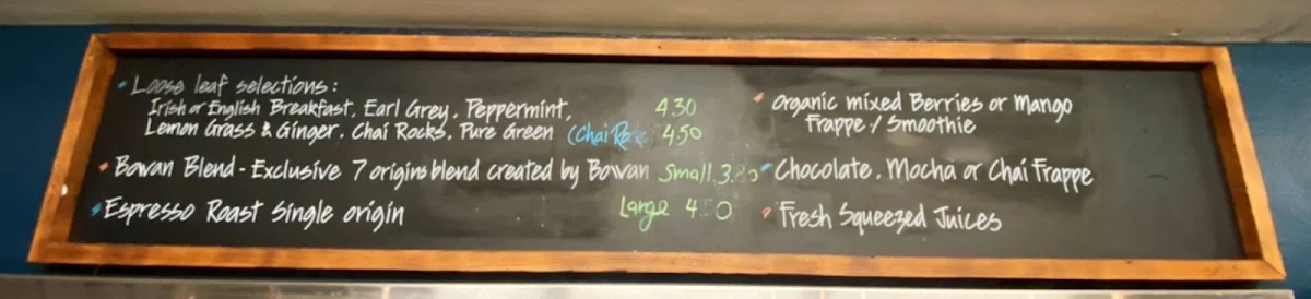 Menu, Bowan Isla