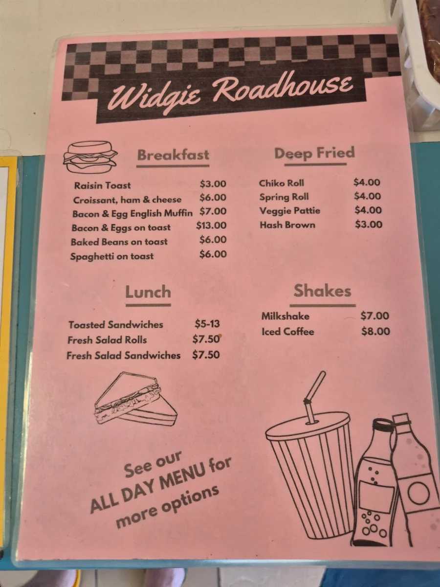 Menu, Widgie Tavern & Roadhouse