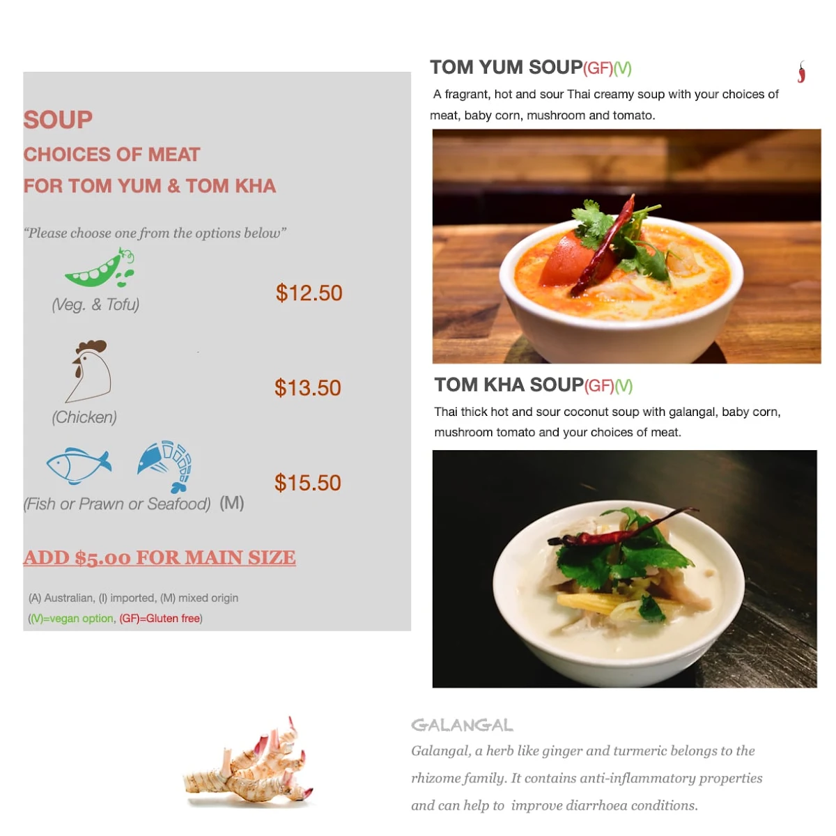 Menu, The Thai on Chapel