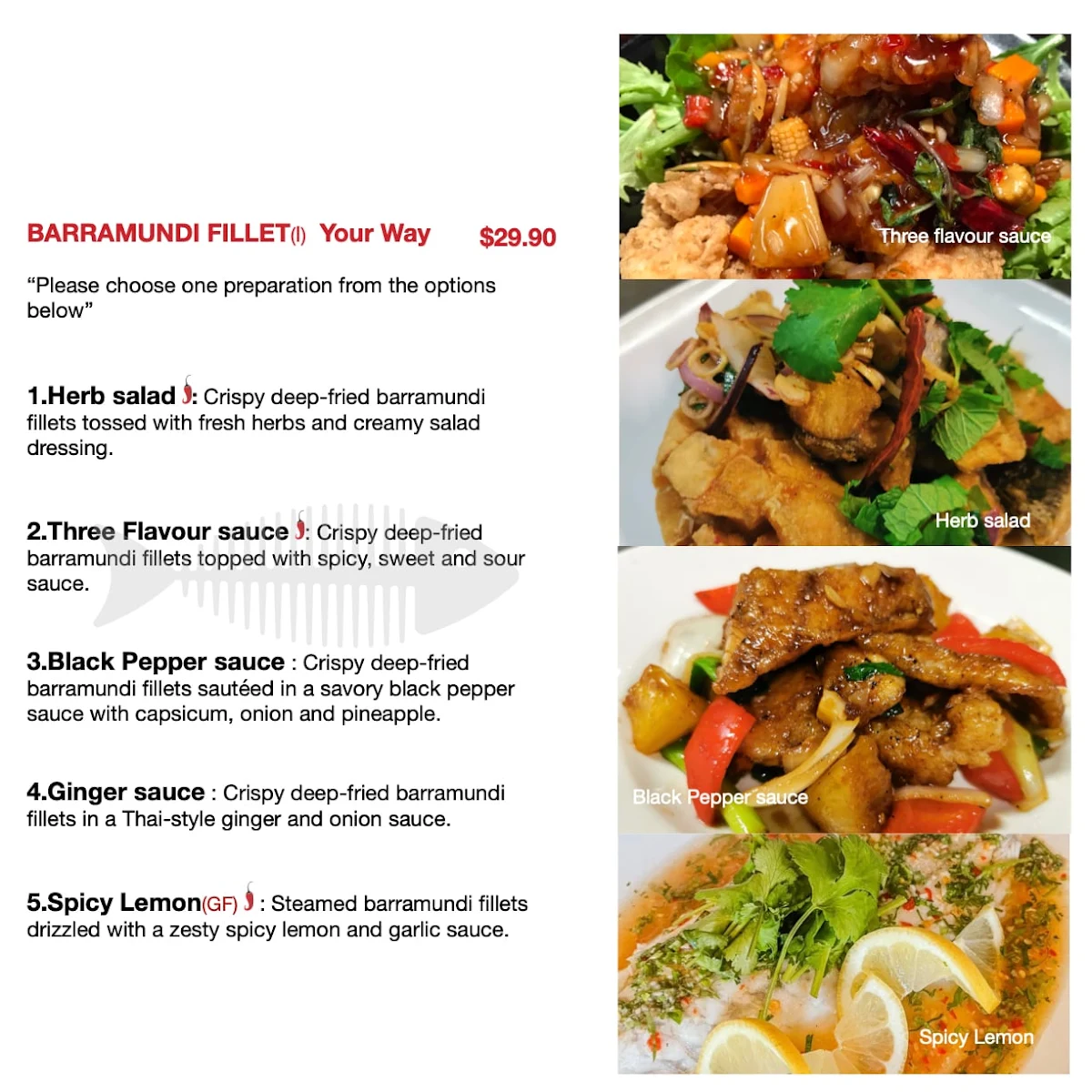 Menu, The Thai on Chapel
