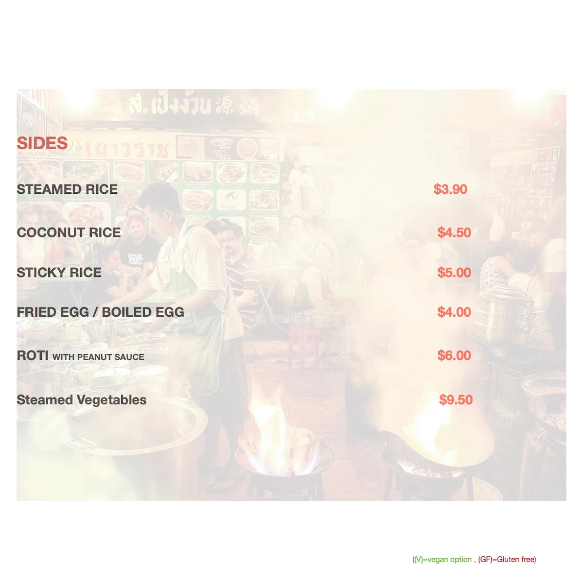 Menu, The Thai on Chapel