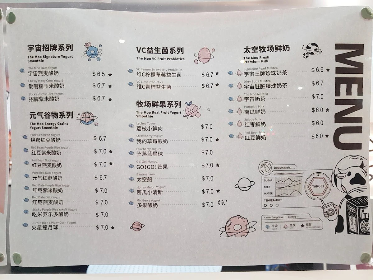 Menu, The Moo Zetland