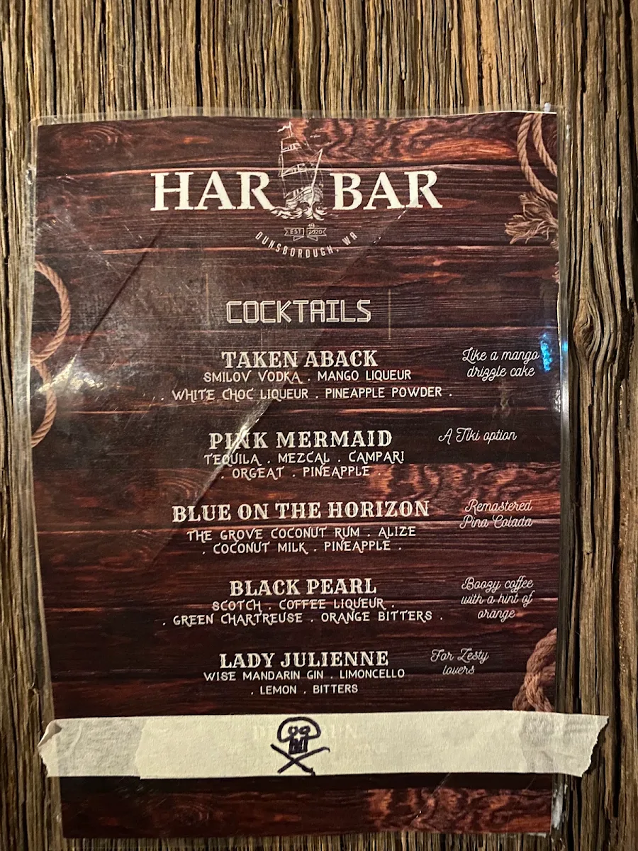 Menu, Har Bar Dunsborough