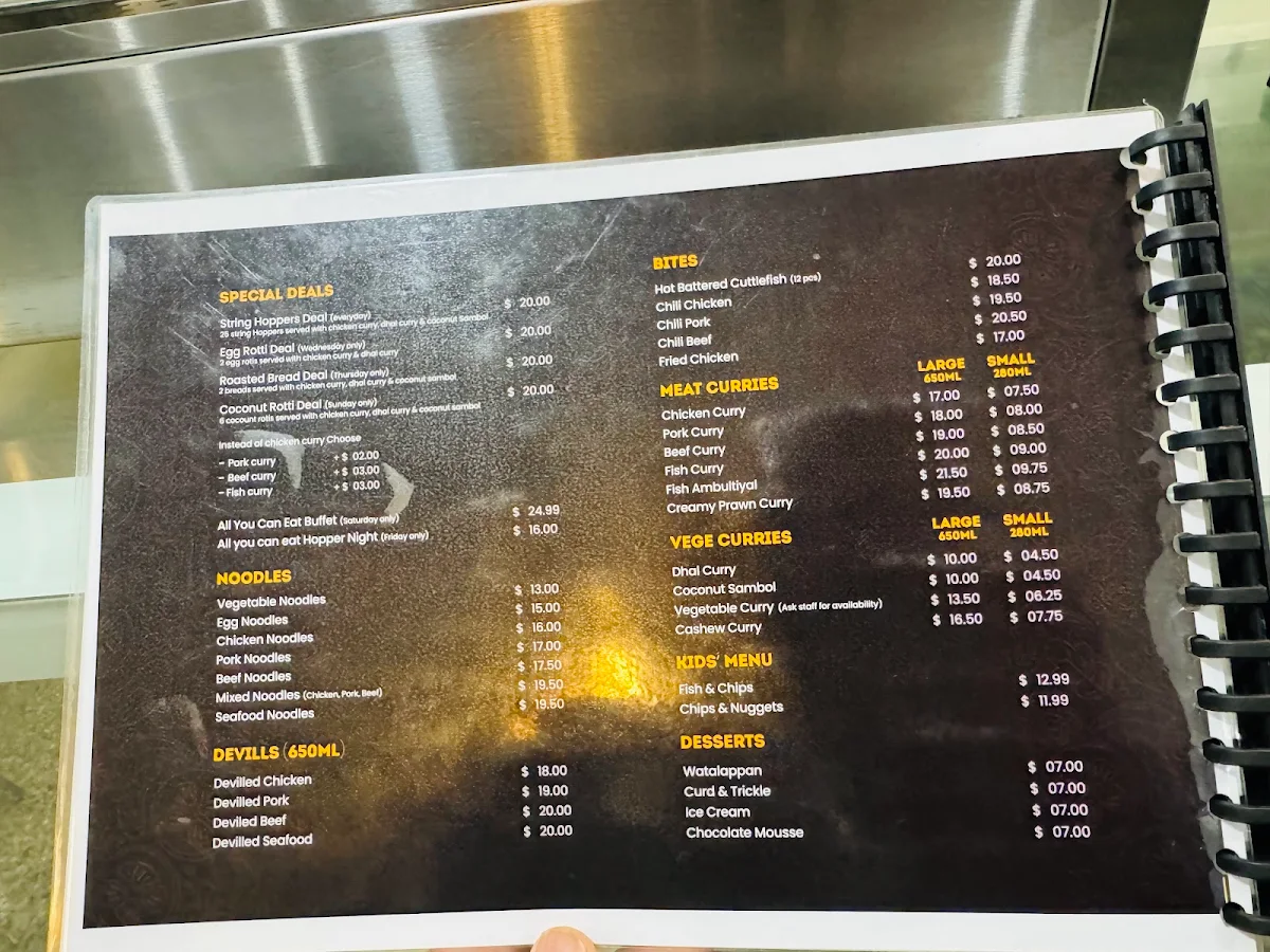 Menu, Ceylon Aroma Geelong