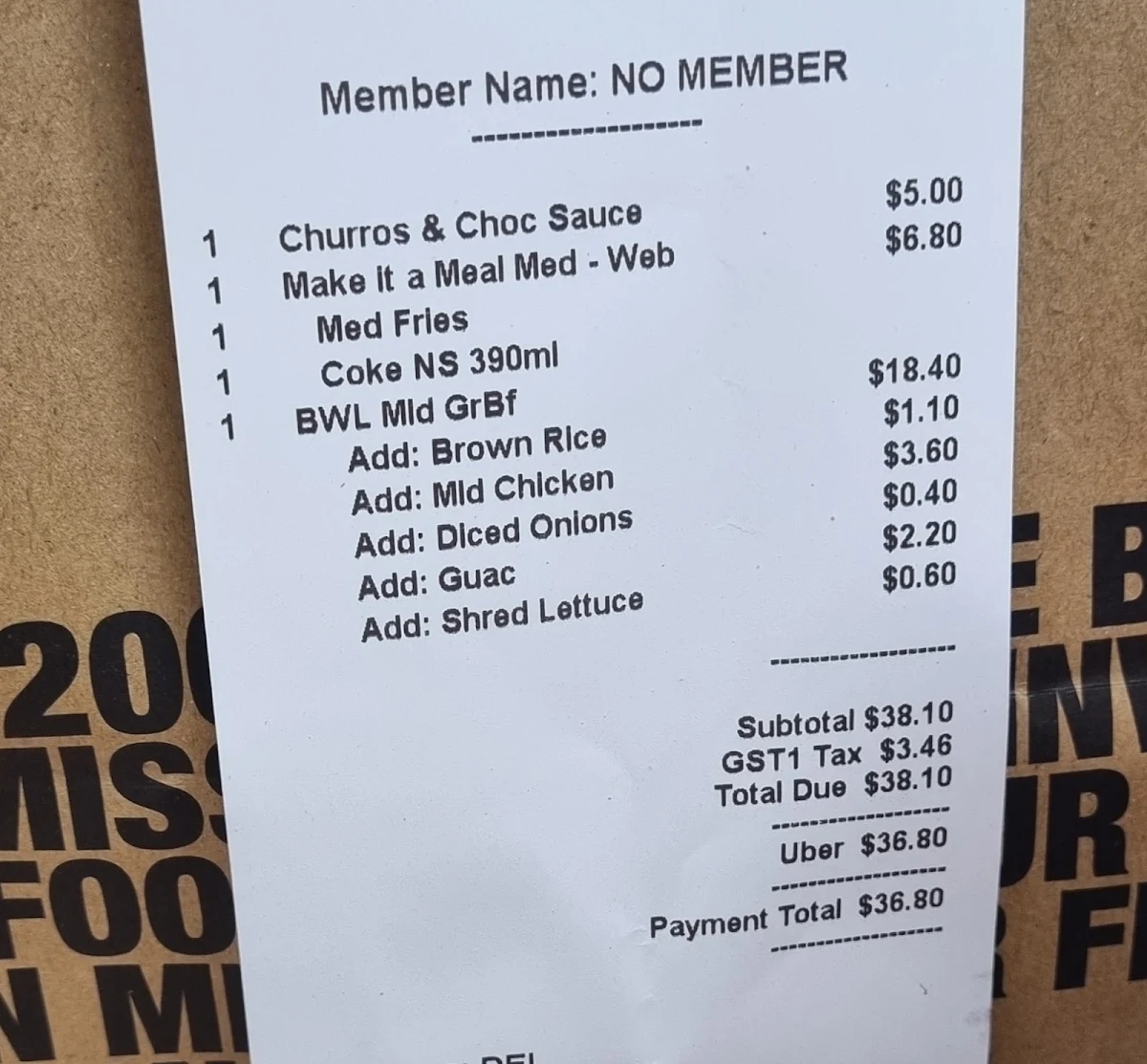 Menu, Guzman y Gomez - Earlville