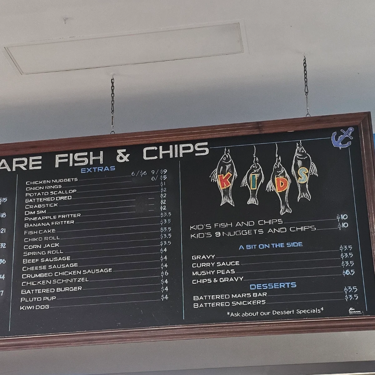 Menu, Baldivis Square Fish & Chips