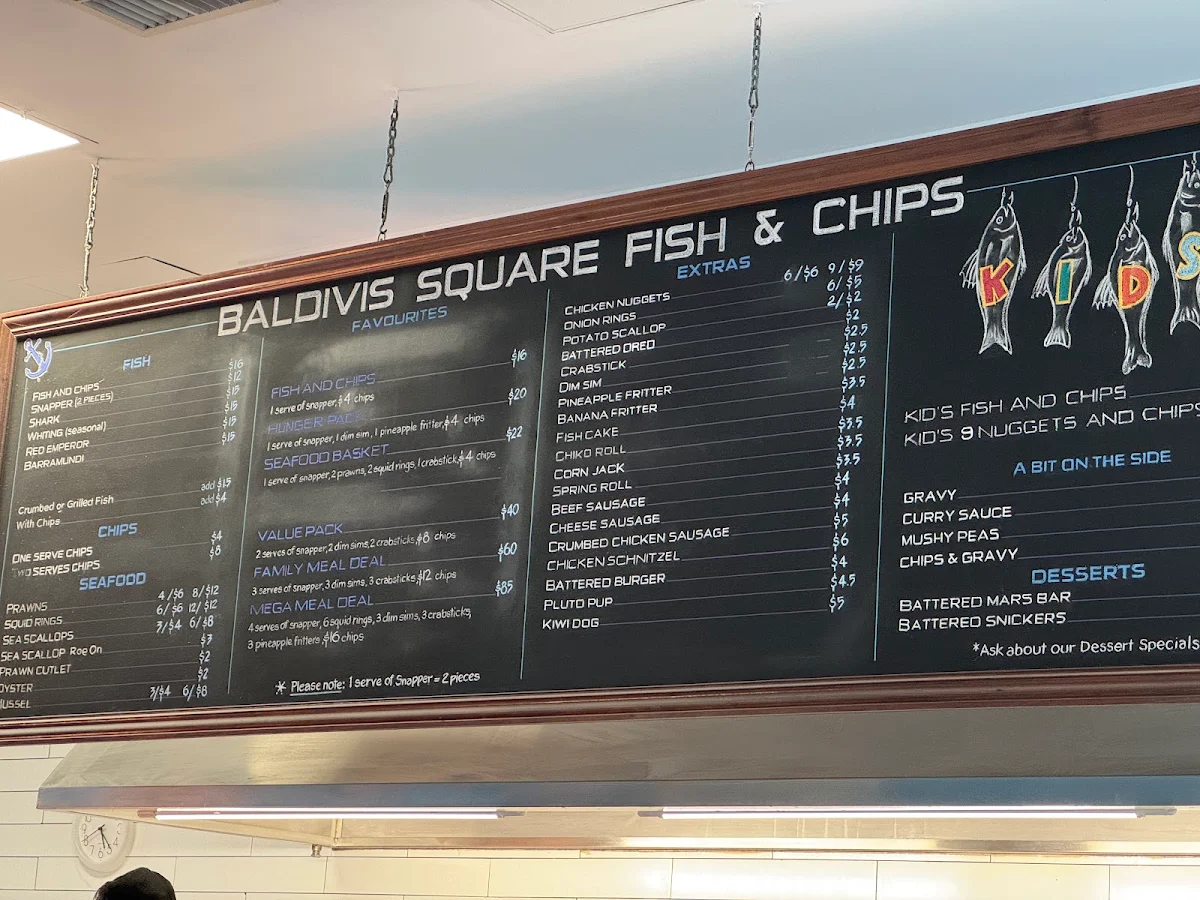 Menu, Baldivis Square Fish & Chips