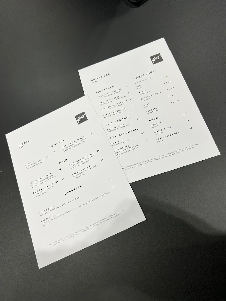 Menu, Innit Cafe and Bar