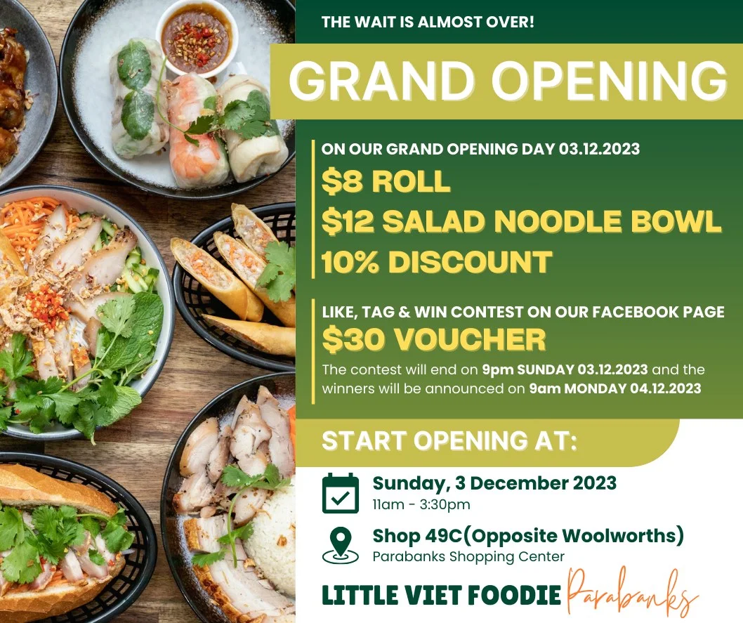 Menu, Little Viet Foodie Parabanks