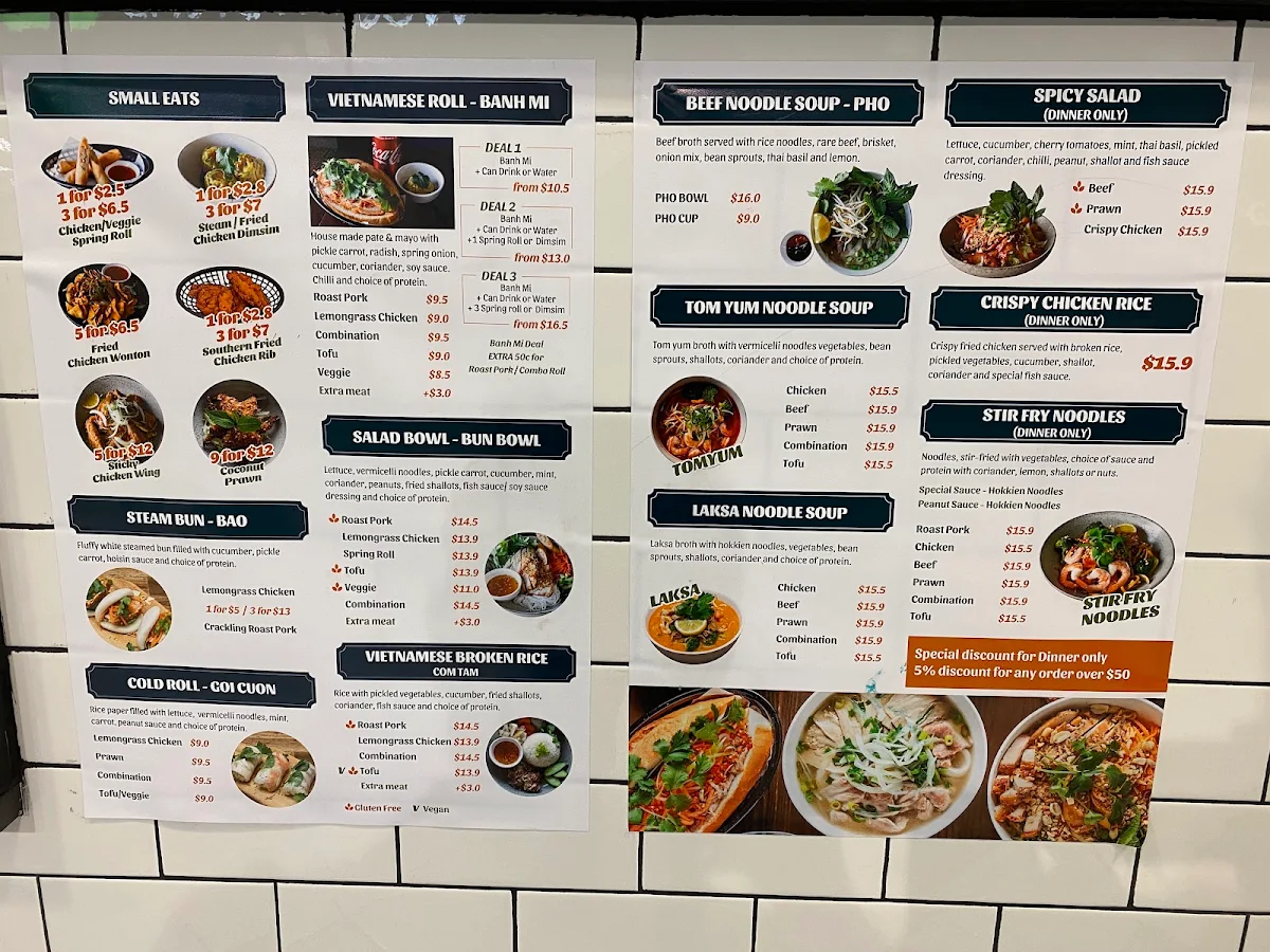 Menu, Little Viet Foodie Parabanks