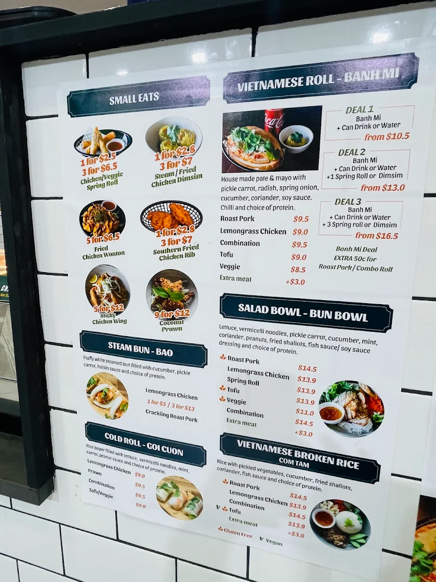 Menu, Little Viet Foodie Parabanks