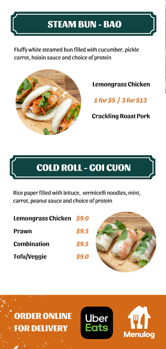 Menu, Little Viet Foodie Parabanks
