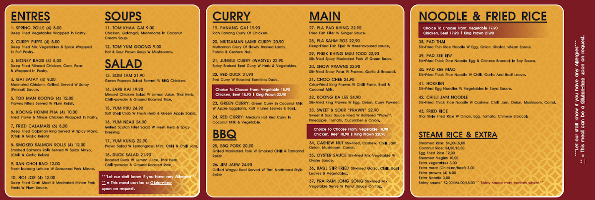 Menu, Yakoo Menai