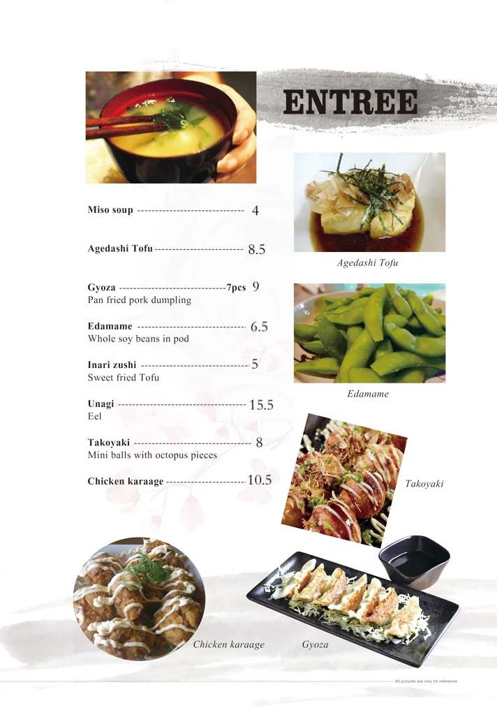 Menu, Shibuku Japanese Palmyra