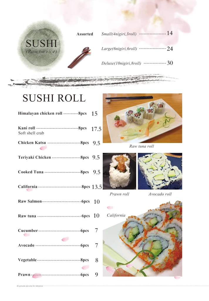 Menu, Shibuku Japanese Palmyra