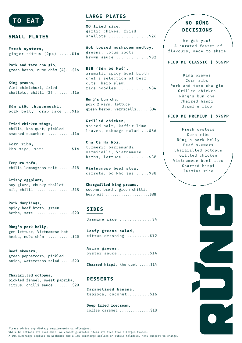 Menu, Rừng Brisbane