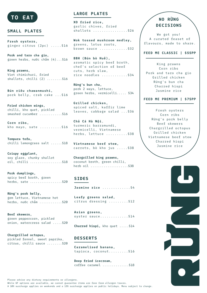 Menu, Rừng Brisbane