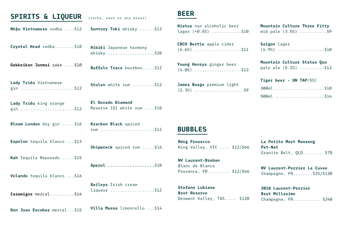 Menu, Rừng Brisbane