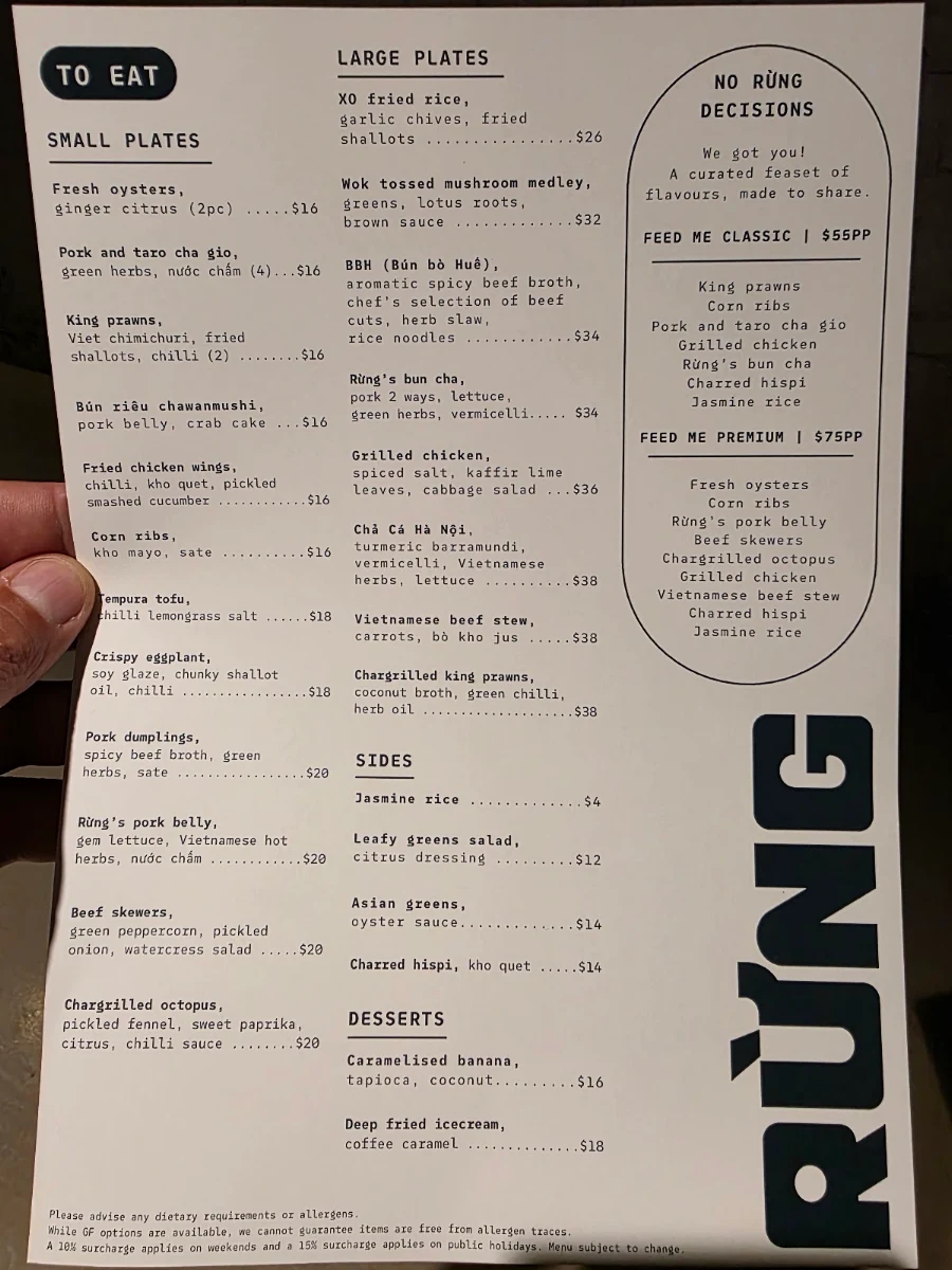 Menu, Rừng Brisbane