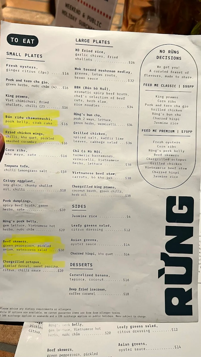 Menu, Rừng Brisbane