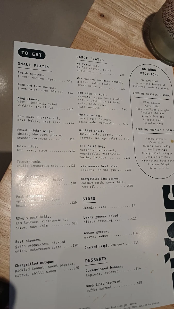 Menu, Rừng Brisbane
