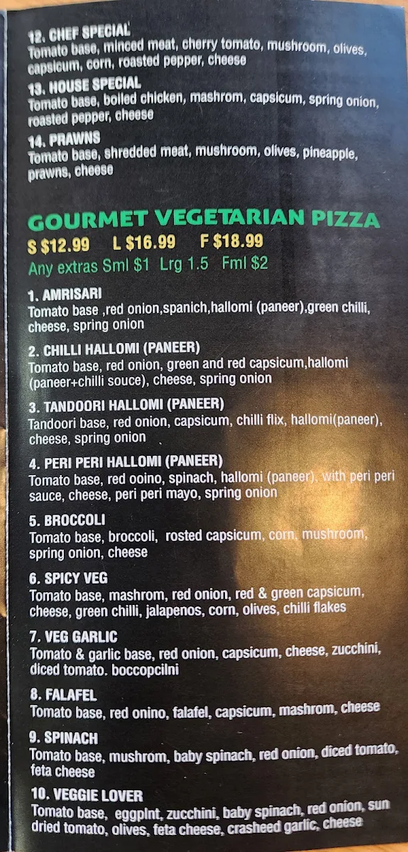 Menu, ZAD Pizza & Kebab