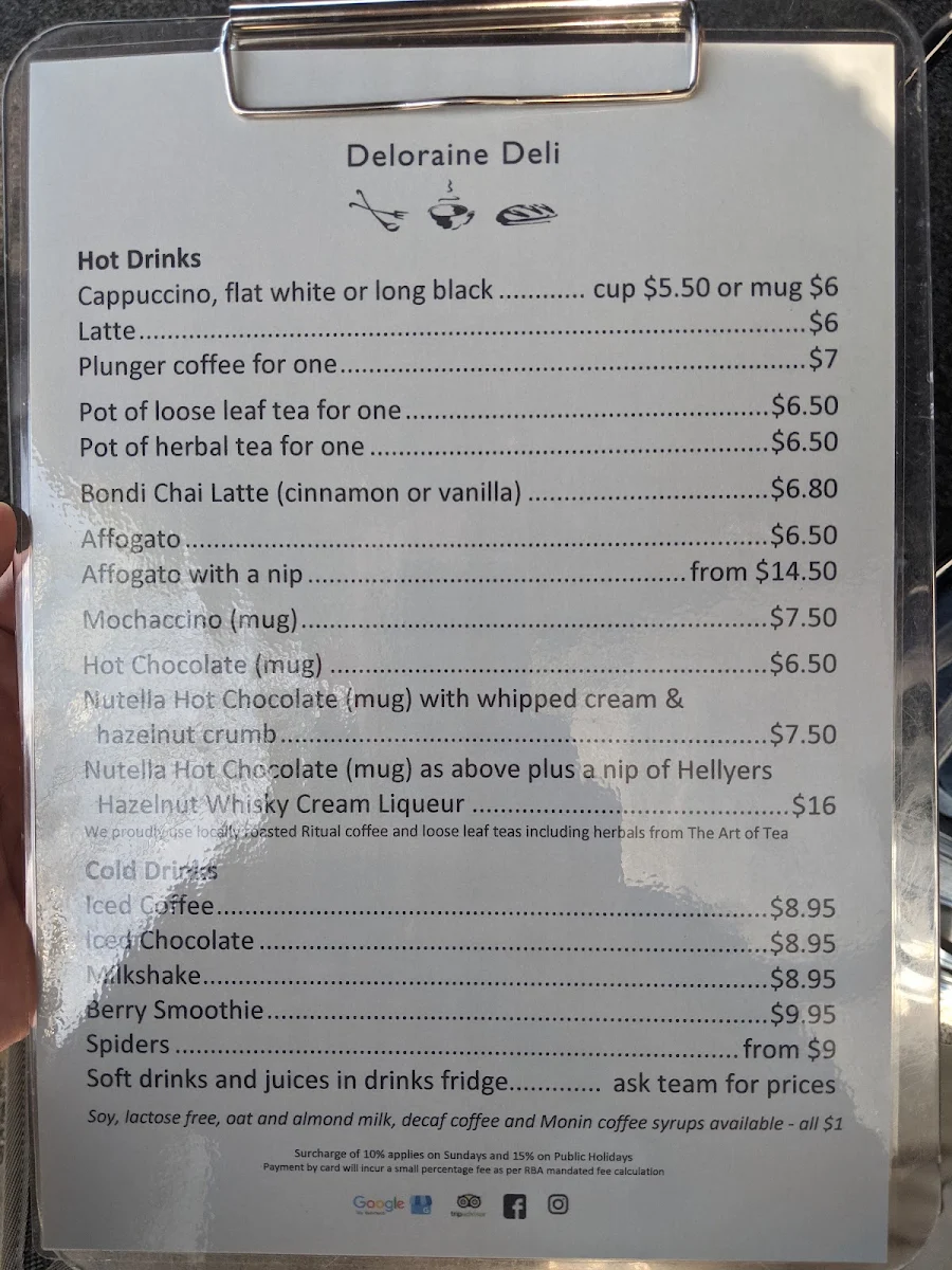 Menu, Deloraine Delight