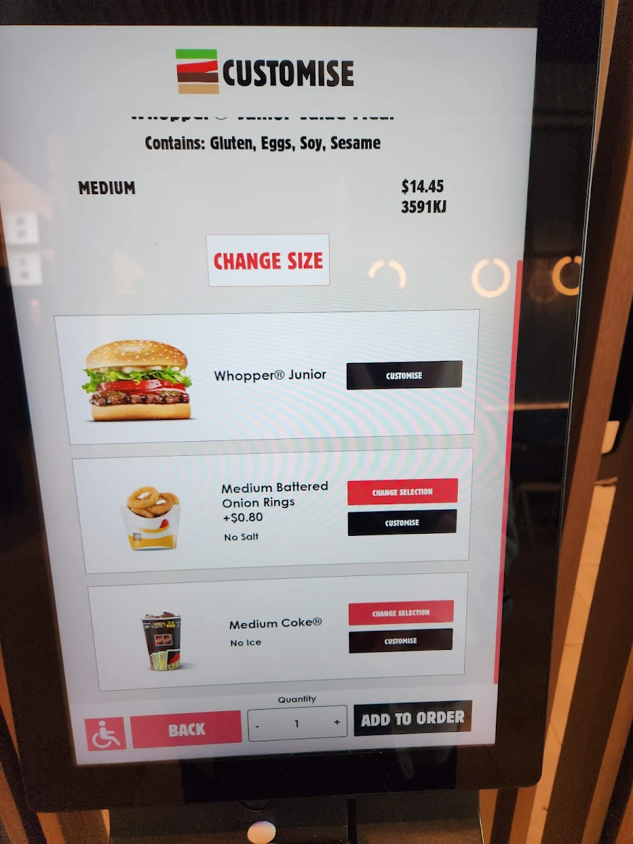 Menu, Hungry Jack's