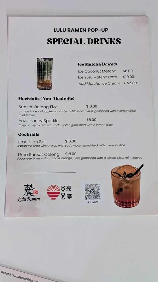 Menu, Lulu Ramen